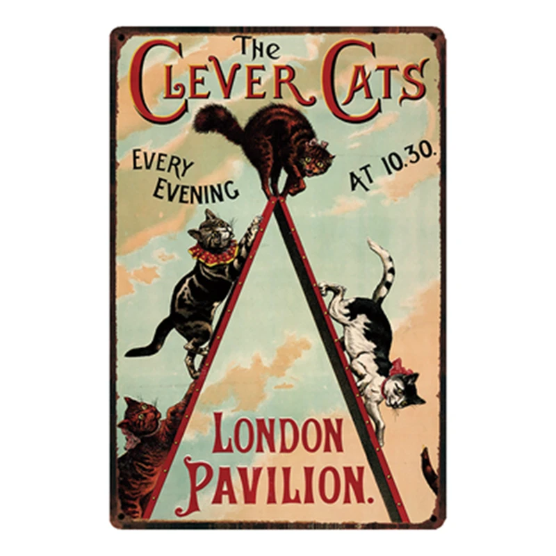 

[ Kelly66 ] The Clever Cats Metal Sign Tin Poster Home Decor Bar Wall Art Painting 20*30 CM Size y-2058