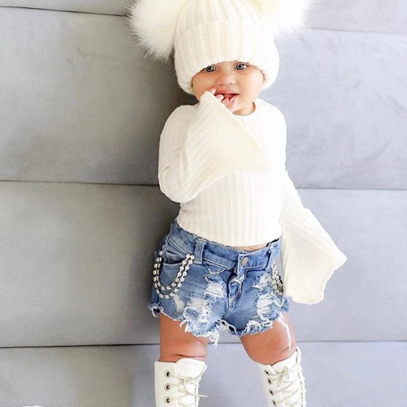 

Toddler Baby Clothes Girl Flare Long Sleeve Tops + Jeans Pants Outfits Summer Clothes 6M-5Y