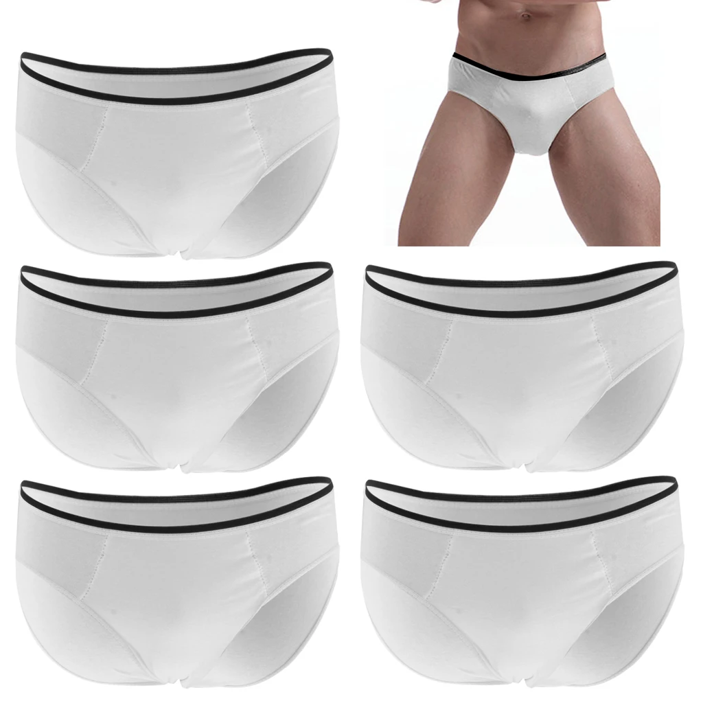 

5 Pieces Adults Men's Disposable Briefs Underpants Men Travel One Time Comfotable Breathable Underwear for Daily Life