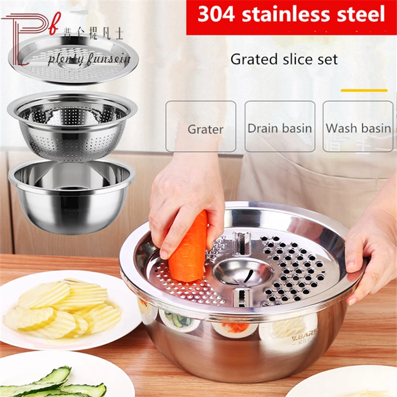 

Сливная корзина для раковины из нержавеющей стали 304, Кухонное бытовое строгание картофеля, измельченный огурец, многофункциональное нарез...