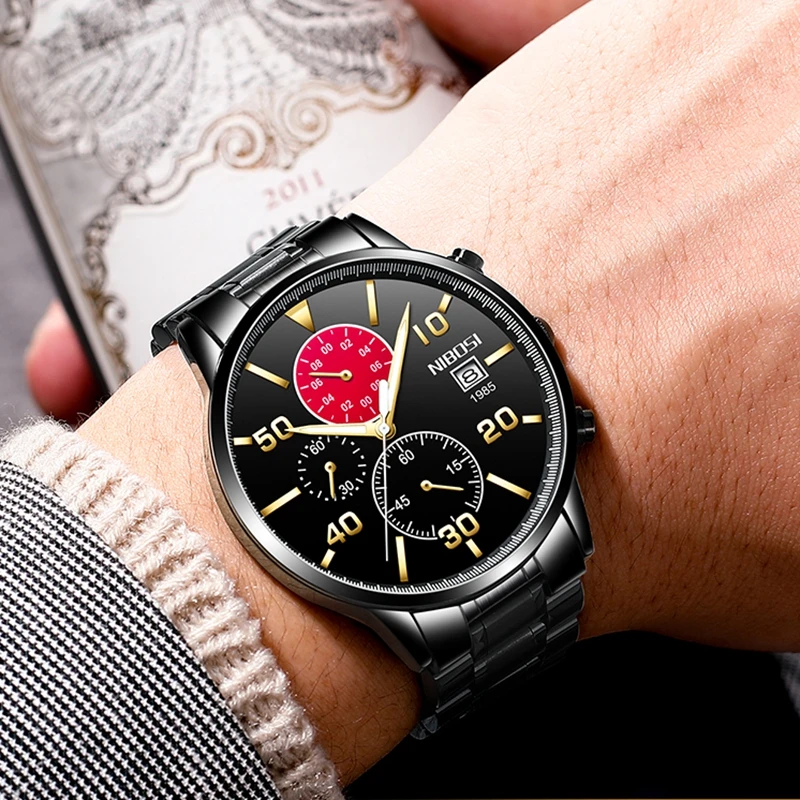 

NIBOSI Montre Homme Watch Men Luxury Brand Chronograph Men Sport Watch Waterproof Steel Quartz Men Watches Relogio Masculino