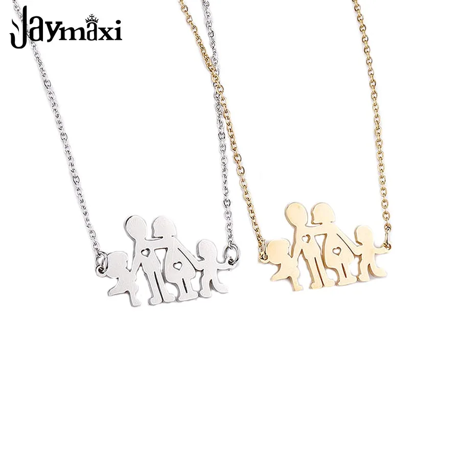 Jaymaxi семья кулон ожерелье из нержавеющей стали мама папа Дети Подарки DIY