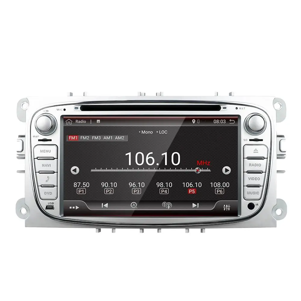 Автомагнитола PX6 2 Din 7 дюймов Android 9 0 для FORD FOCUS MONDEO S-MAX черная серебристая