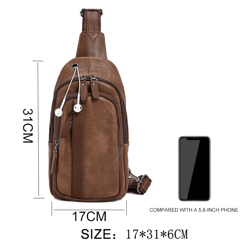 

Vintage Chest Bag USB Anti-theft Crossbody Bags for Men Luxury Sling Leather Men Multifunction Packaging Bags for Business 2021