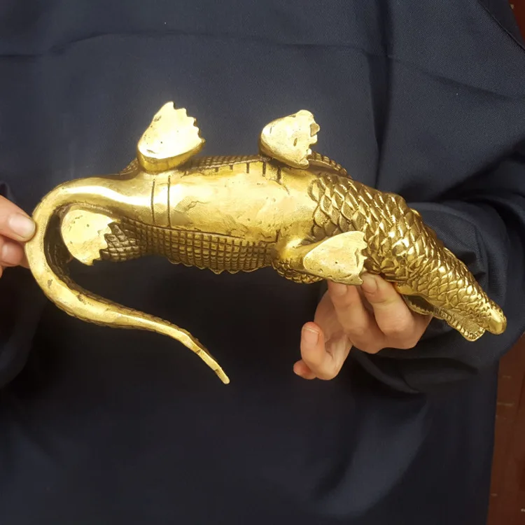 Статуя крокодила из чистой меди офисное исследование украшение фэн шуй медь