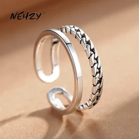 nehzy 925 sterling silver ring high quality hollow woman fashion jewelry adjustable ring retro thai silver black hot sale