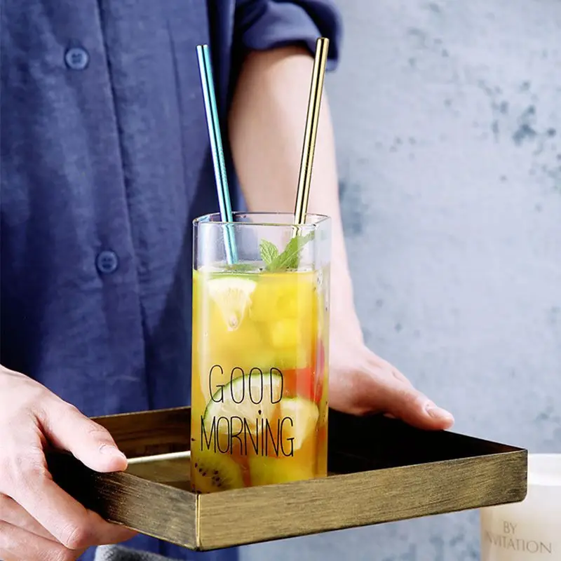 

Stainless Steel Colorful Straws Milk Tea Metal Straws Set Drink Coffee Milk Tea Juice Straws A