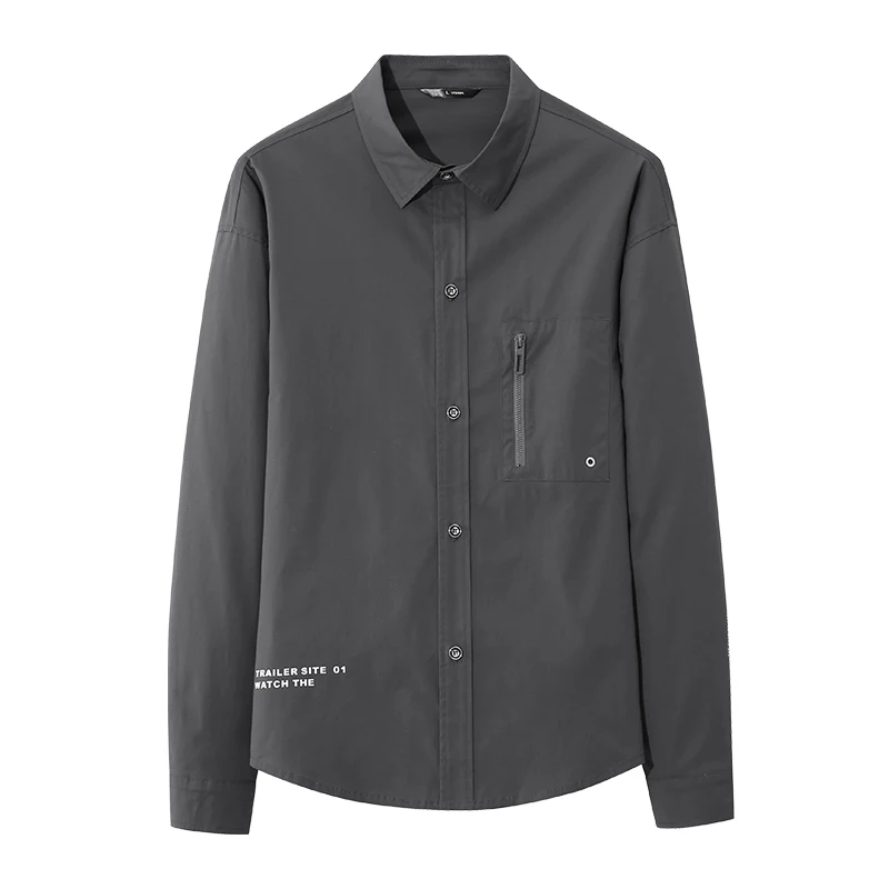 Mens  Shirts  Korean clothing   New Men's Dress Shirt Solid Color Plus Size  Gray Chemise Homme Male  Casual Long Sleeved Shirt