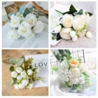 Искусственные цветы, 1 букет, пион, чайная роза, осень шелковые искусственные цветы