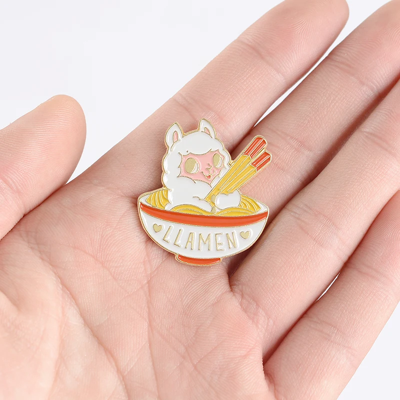 Lapel Pin Cartoon Bowl Little Sheep Noodles Enamel Brooch Clothes Badge Jewelry Gift For Friends Kids | Украшения и аксессуары