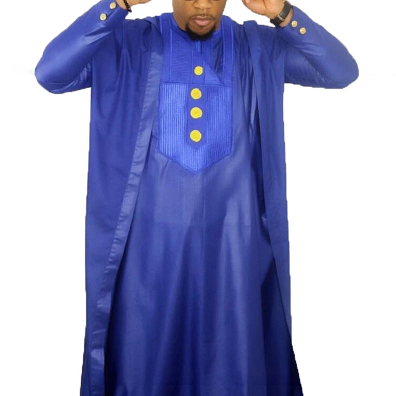 H & D мужские Дашики базин богатые костюмы Топы рубашка брюки комплект из 3 частей