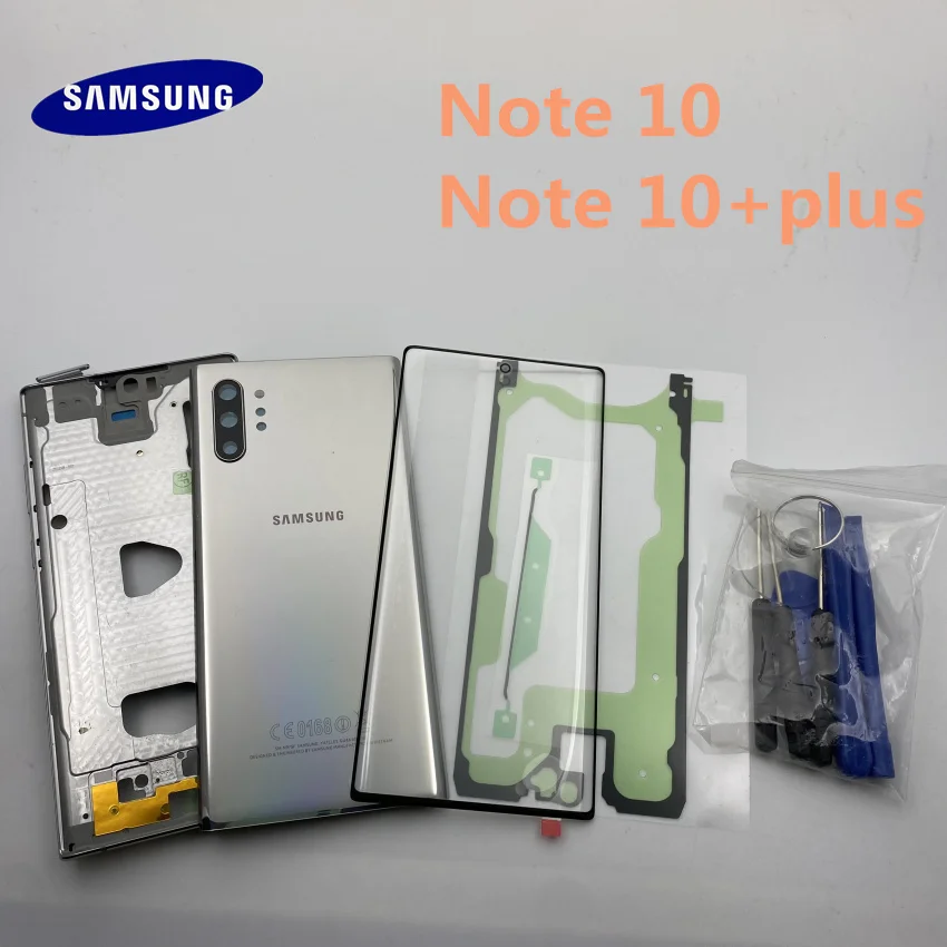 

Original Samsung Galaxy NOTE 10+Plus N970 N975 Full Housing Case Back Cover Front Screen Glass Lens+Middle Frame Complete Parts