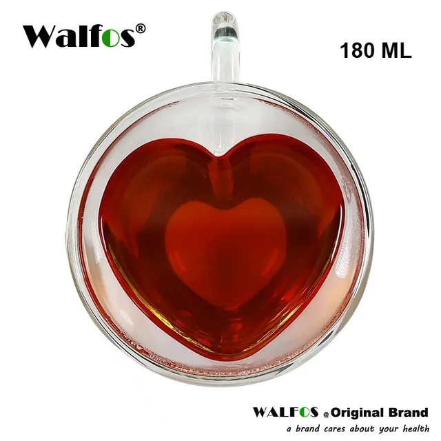 B 180ML WALFOS двойные кофейные кружки с ручкой чашки для напитков с термоизоляцией, двойной стакан для стены творческая чашка для чая подарок питьевое молоко - Цвет: B 180ML