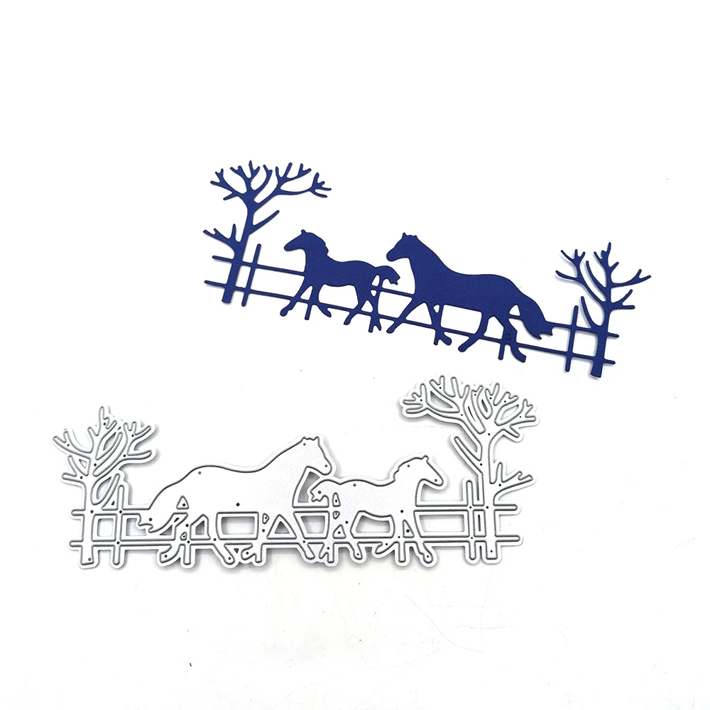 

Высечки Julyarts с изображением дерева и лошади для изготовления открыток, формы для рукоделия, скрапбукинга, бумаги/фотооткрыток, высечки для ...