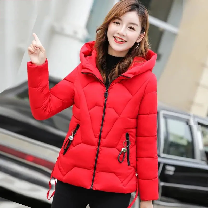 

New Winter Jacket Women Parkas Hooded Thick Down Cotton Padded Parka Female Jacket Short Coat Slim Warm Outwear Loose M-3XL