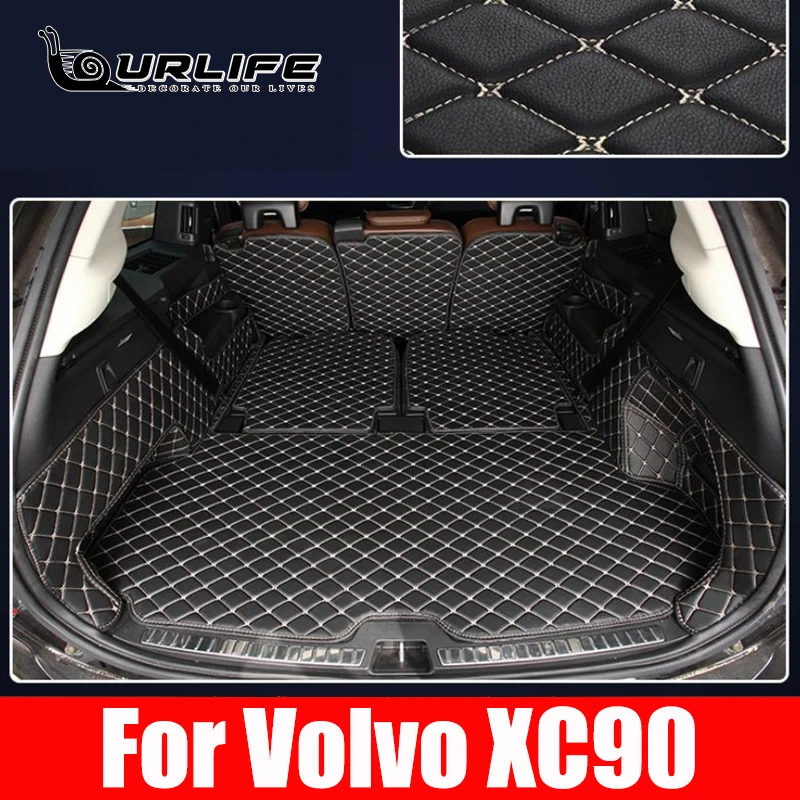 Car trunk mat for Volvo XC90 Seven seats  2016 2017 2018 2019 2020 2021 2022 Cargo Liner Carpet Interior Parts Accessories Cover