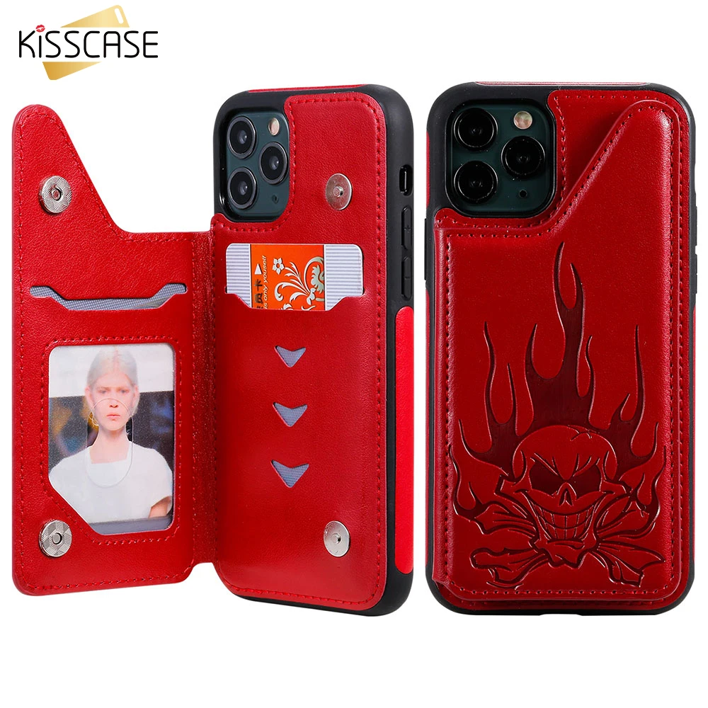 Деловой чехол кошелек KISSCASE для iPhone 11 Pro Max 7 8Plus XR X XS 6 6S 8 флип из искусственной кожи