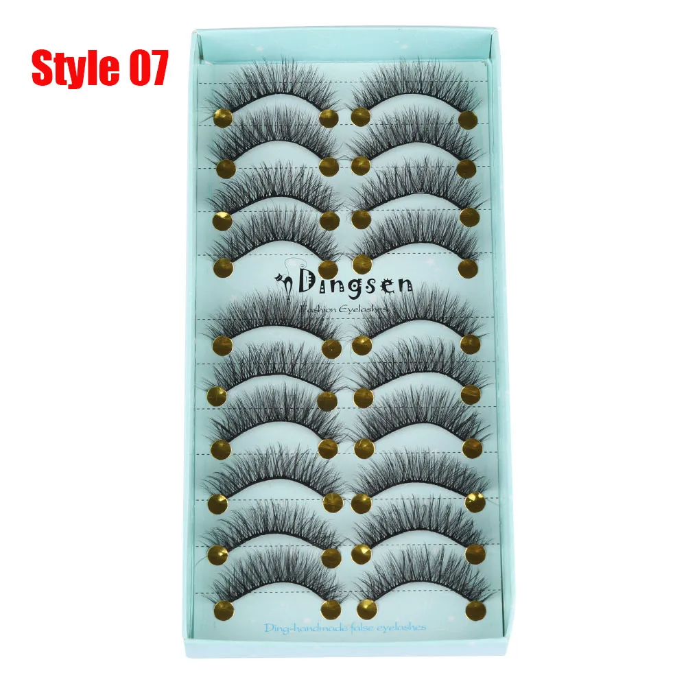 Style 07 10 пар 3D Мягкие искусственные норковые накладные ресницы натуральные грязные ресницы перекрещивающиеся пушистые ресницы инструменты для макияжа глаз - Цвет: Style 07