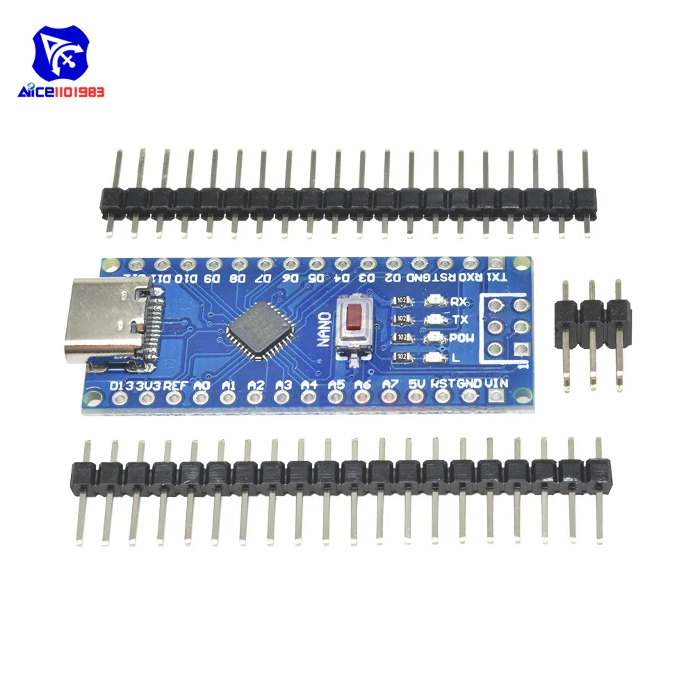 Адаптер diymore Type-C CH340 Nano V3.0 ATMEGA328P-MU ATMEGA328 макетная плата модуля микроконтроллера