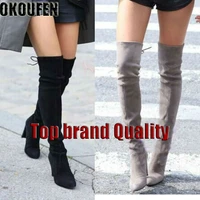 overknee boots woman long boots high with sharp elastic boots season boots women