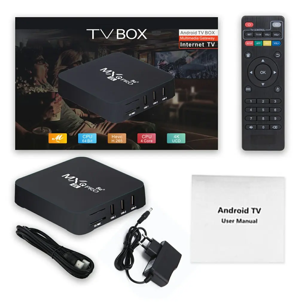 

5G Network Set Top Box Smart TV Box Android 7.1 64G 4K 1080p Wifi BT5.0 Google Voice Assistant Youtube
