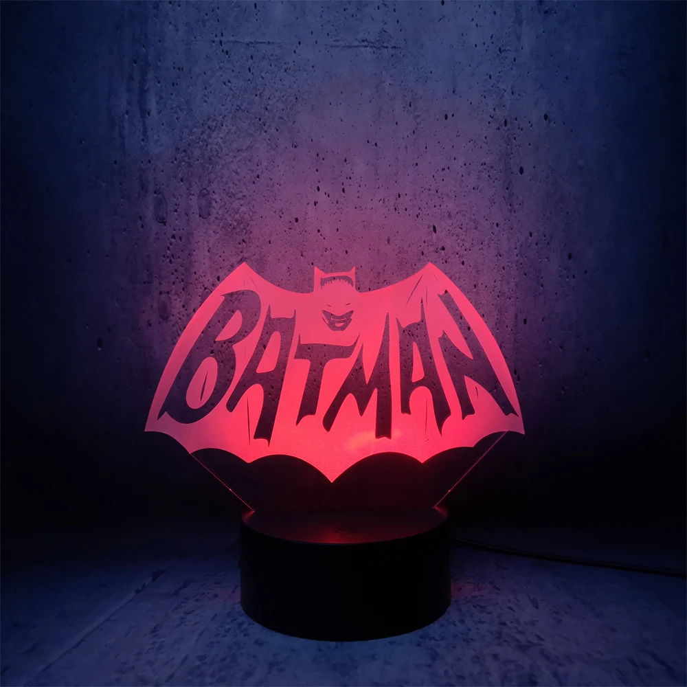 Светодиодный светильник с Бэтменом DC мультяшный Ночной темная рыцарская лампа