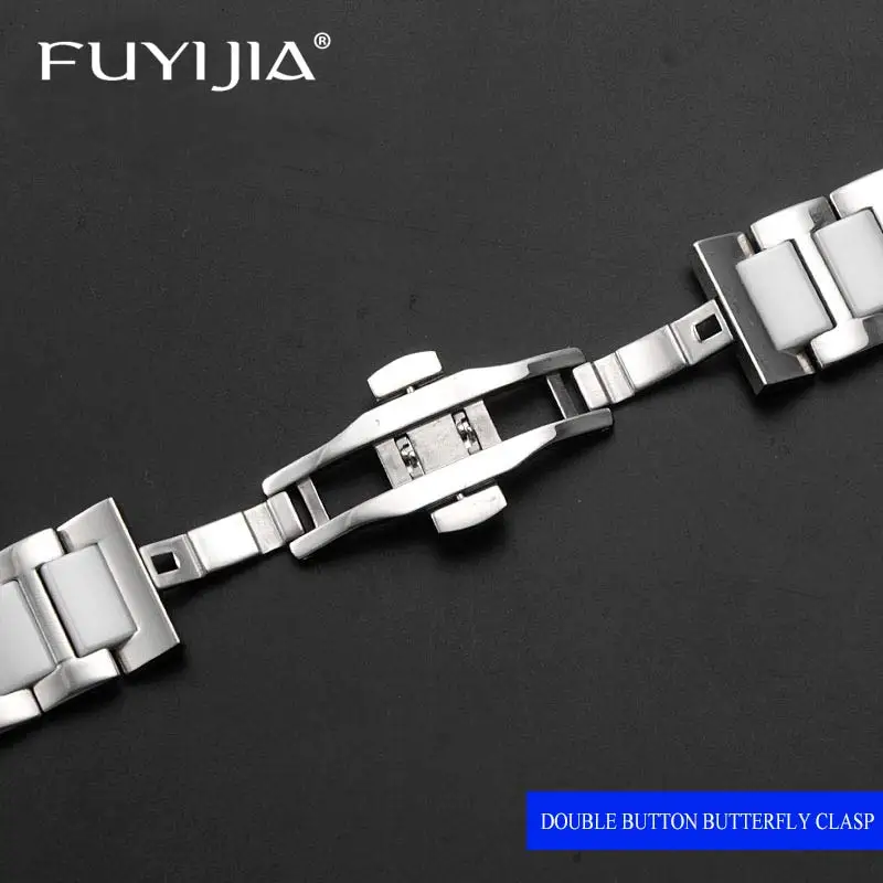 Ремешок FUYIJIA из нержавеющей стали для наручных часов Универсальный