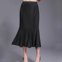 high waist skirt for women 45 75kg 2020 new stretch miyake pleated plus size black mermaid skirt mid calf length