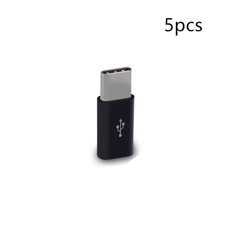 5pcs(Black) Для Android type-c к Micro USB адаптеру type-c интерфейс для мобильного телефона кабель передачи данных зарядный конвертер авто крепеж - Название цвета: 5pcs(Black)