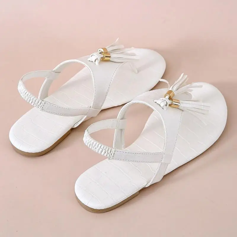 

2021 New Summer Cool And Comfortable Tassel Flat Round Toe Women's Sandals