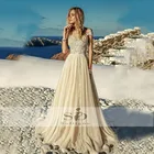 Женское свадебное платье в стиле бохо, с кружевной аппликацией, трапециевидного силуэта, длинное пляжное платье невесты, лето 2022