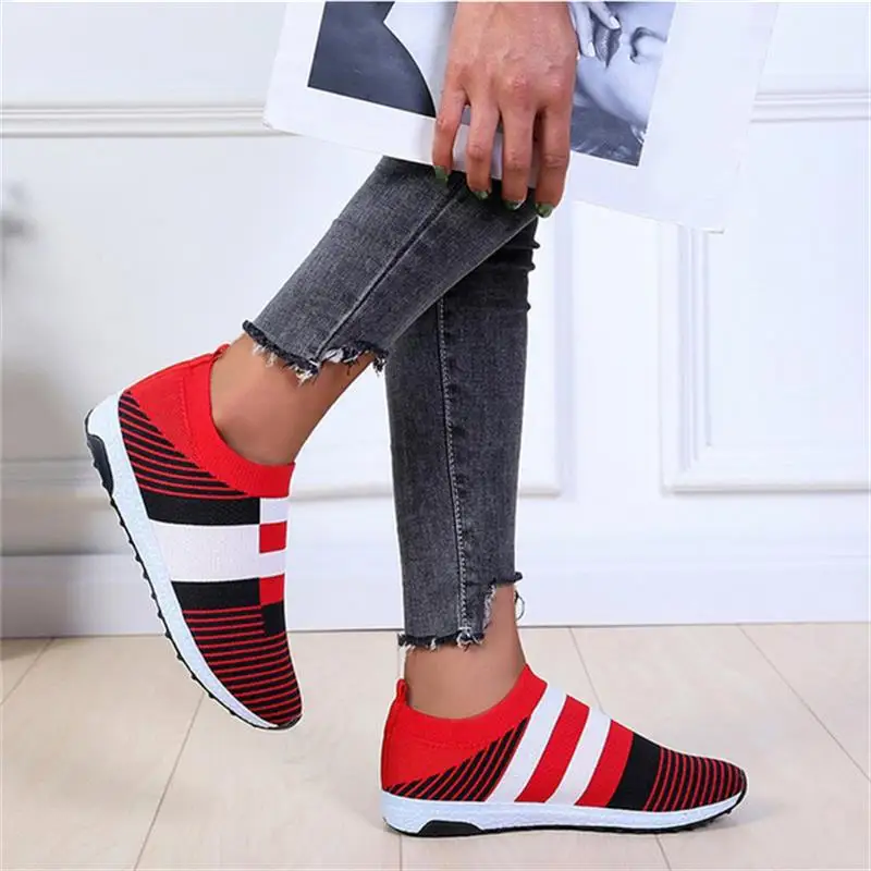 Кроссовки женские прогулочные плоская Вулканизированная подошва сетчатые