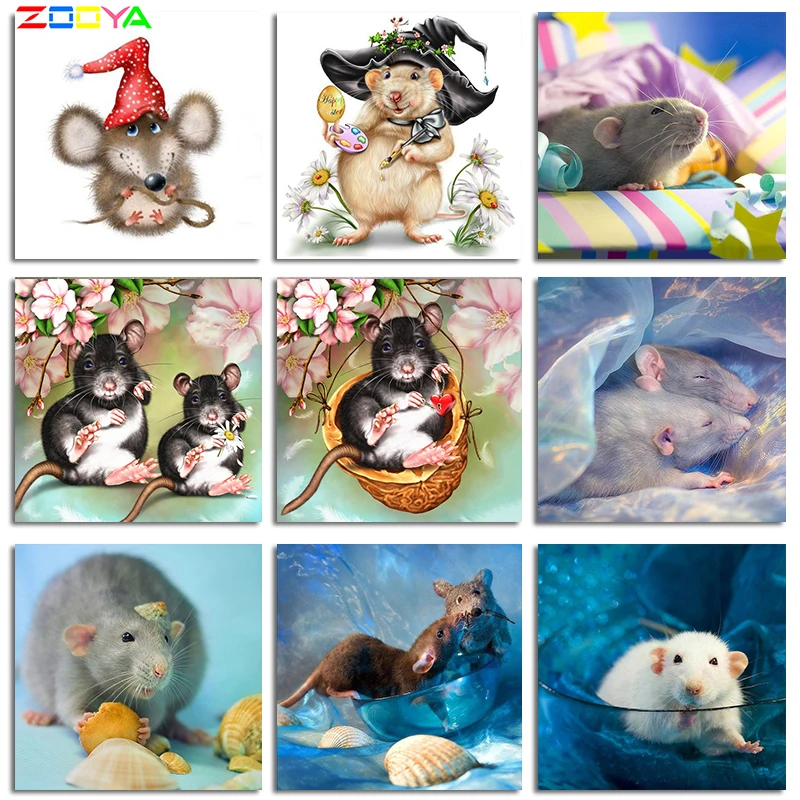 Алмазная вышивка мышь 5D алмазная живопись крестиком полноразмерная мультяшная