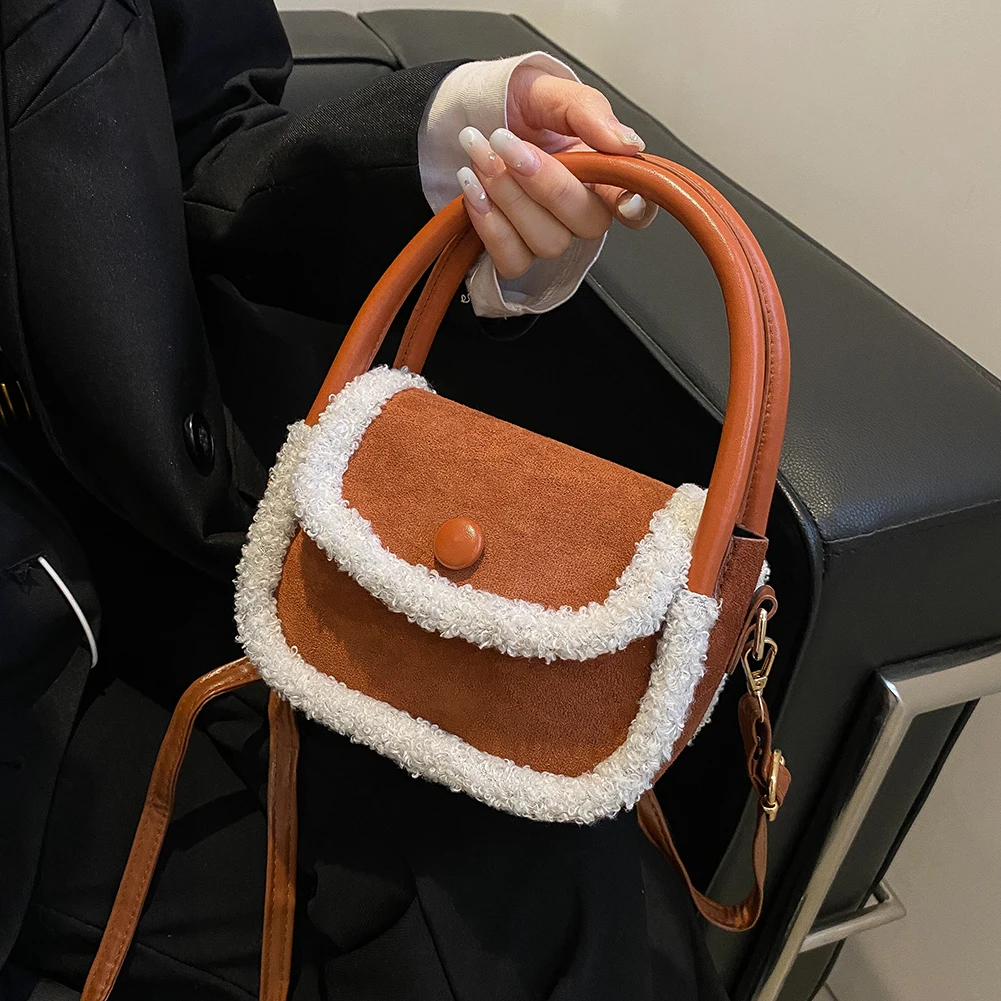 

2021 New Plush Shoulder Bag Winter Warm Fabric Large Capacity Shopping Bags Women Furry Fluffy Tote Bags Cute Wallet Purse bolso