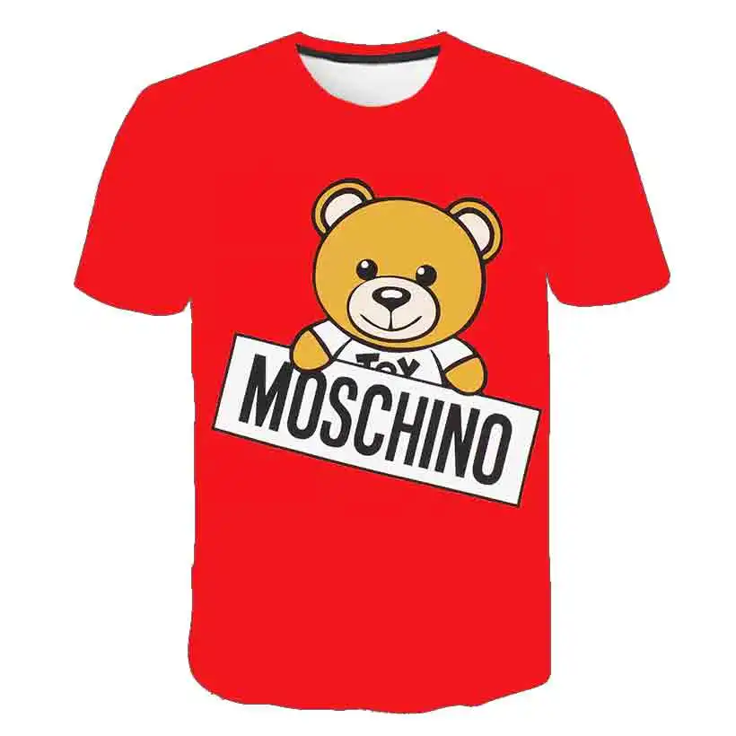 

2021 new summer T-shirt men and women fashion casual gun bear 3D printing T-shirt soft texture hip-hop clothing T-shirt 100-6XL