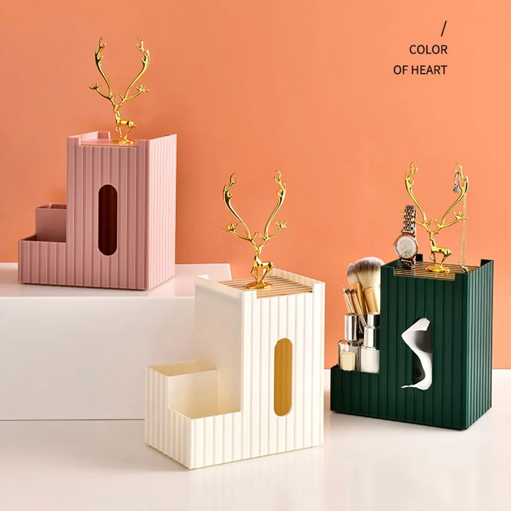 

Tissue Box Creative Desktop Tissue Cosmetics Storage Box For Remote Pen Notepads Scissors Makeup Brush Glassesom For Home