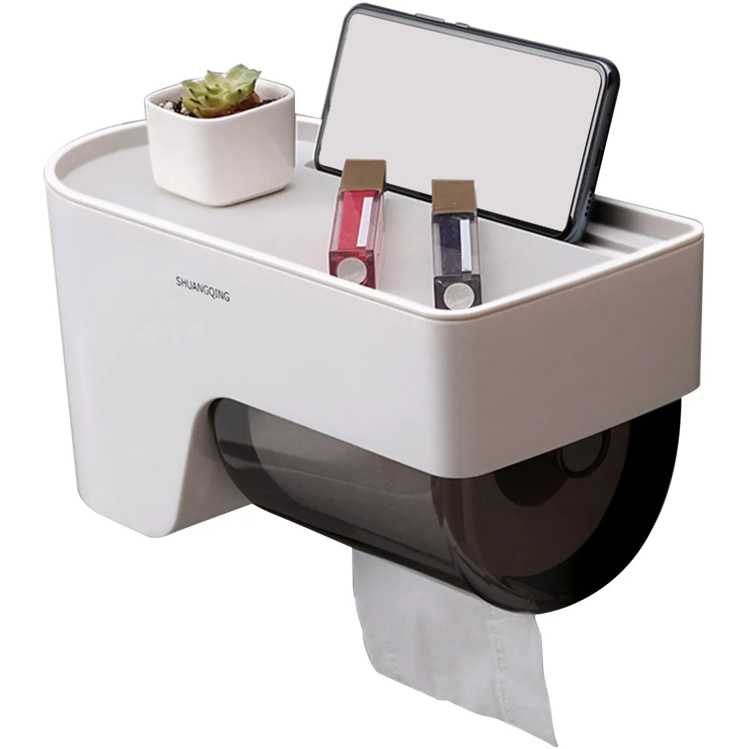 

Bathroom Toilet Paper Holder with Shelf Paper Towel Dispenser Wall Mounted Paper Towel Holder Dispenser Roll Toilet Tissue