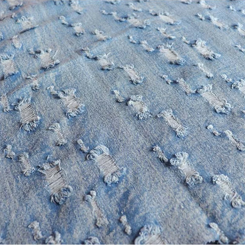 50X150cm Blue Jeans Fabric With Broken Holes For Sewing Pants Jackets Blazer Fashion Denim DIY Textiles Garment Materials Telas | Дом и сад