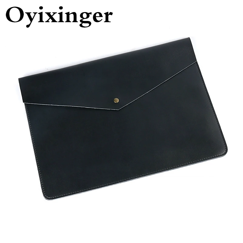 

OYIXINGER Luxury Laptop Briefcase Genuine Leather Envelope File Holder For A4 Document New Laptop Sleeve For 13 Inch Macbook Hp