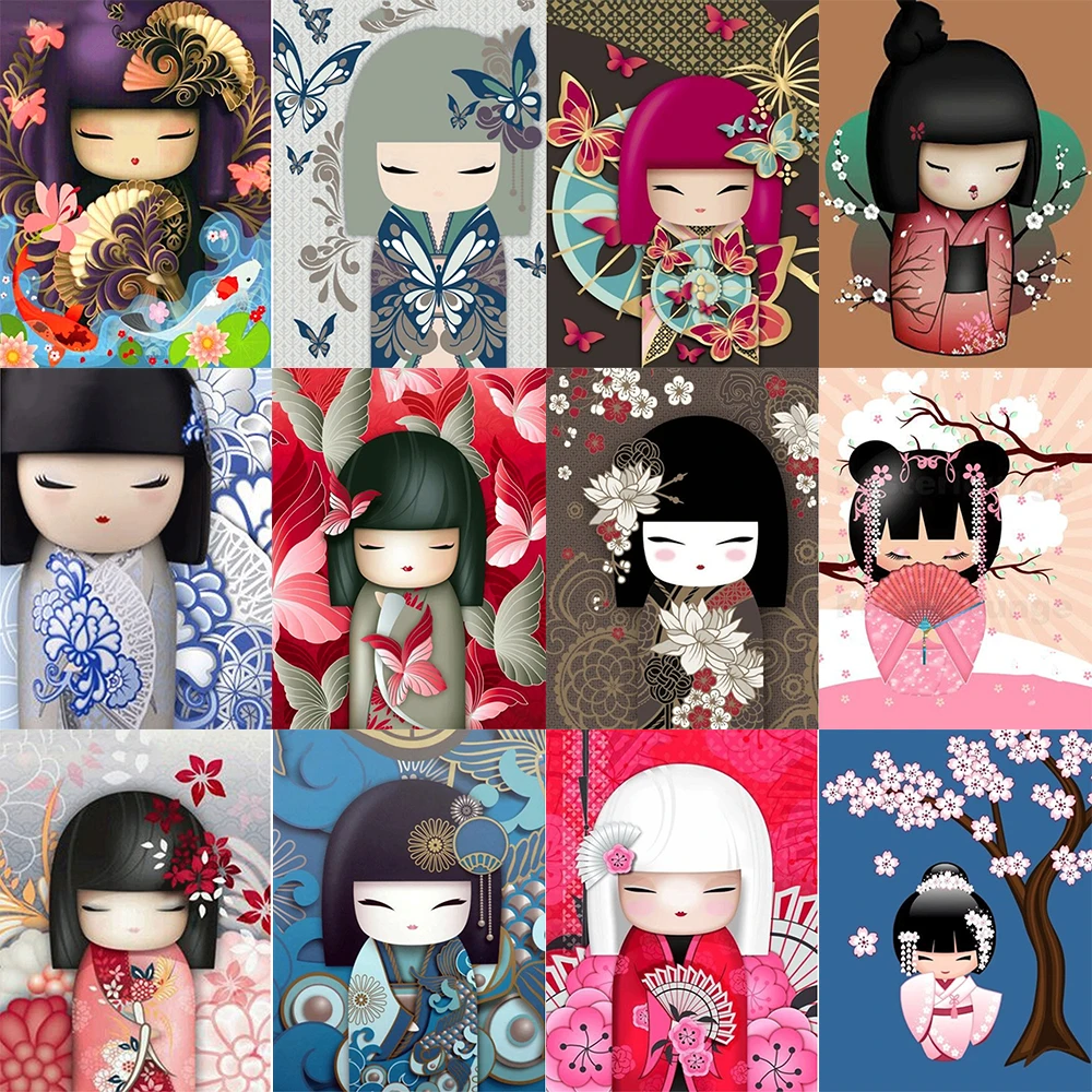 Алмазная вышивка 5d DIY милая кукла-марионетка на палец кимоно набор для рисования