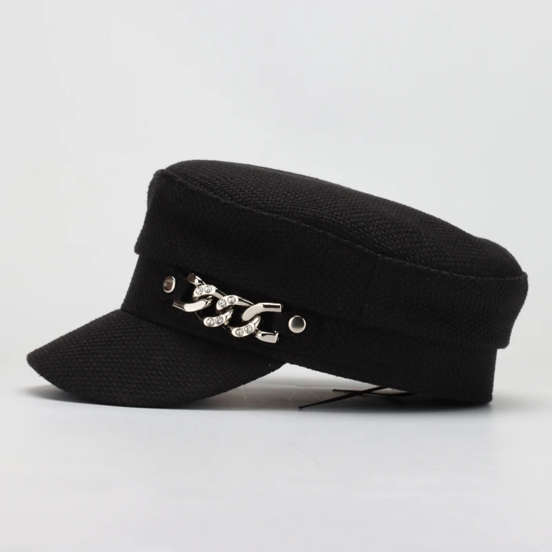 Женская шляпка в стиле милитари COKK хлопковая художника с плоской подошвой