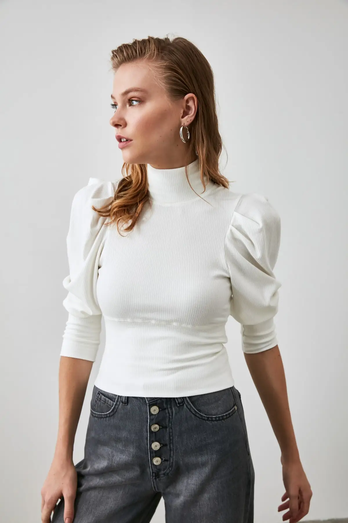 Trendyol Cinnamon Shir детальная трикотажная блузка TWOAW20BZ0274 | Женская одежда