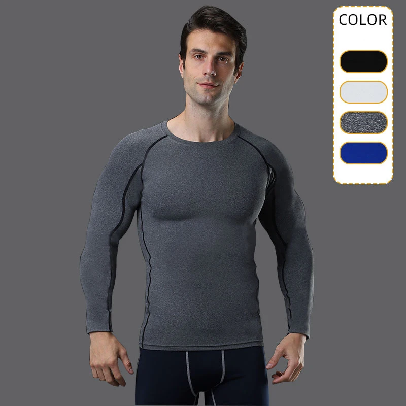 

Men Fitness Quick Dry Fitness Tee Outdoor Sport Run Climbing Long Sleeves Tights Bodybuilding Tops Jogger Gym Train T-shirt