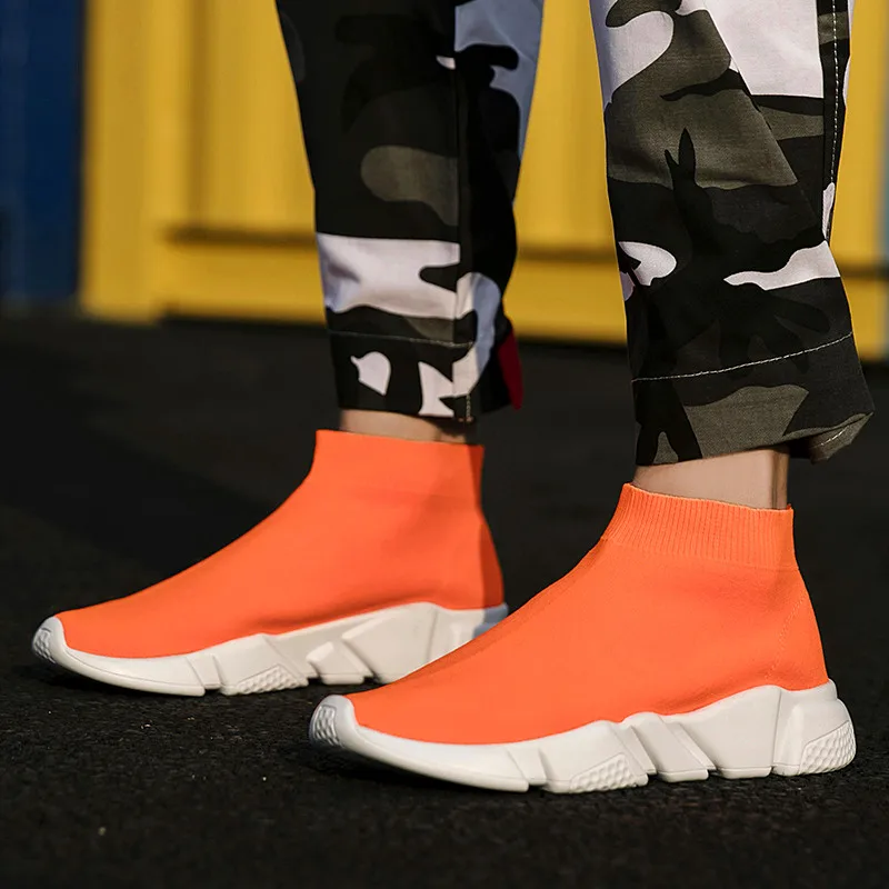 Brand Orange Socks Sneakers Slip On Women Running Shoes Lightweight High Top Trendy Shoes For Women 2020 Zapatillas De Deporte
