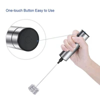 stainless steel electric milk frother three layer spring wires handheld espresso mixer coffee stirrer without battery