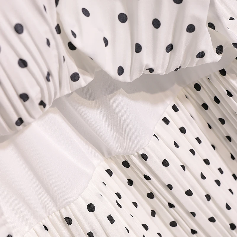 Женская плиссированная юбка винтажная облегающая в горошек с высокой талией и