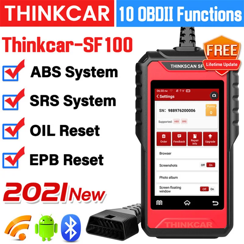 

Thinkscan SF100 OBD2 автомобильный сканер, профессиональный ABS SRS сброс масла, 5 систем, стандарт OBD, Автомобильные диагностические инструменты