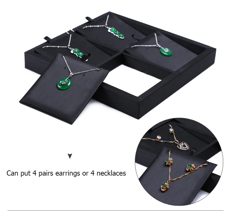 Luxury Black Pu Leather Ring Jewelry Display Tray Insert Charm Pendant Earring Accessories Retail Jewelry Store Window Showcase
