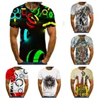 2021 летняя новая мужская футболка с 3D-принтом, повседневная разноцветная Мужская футболка с коротким рукавом и принтом тай-дай, футболка классная