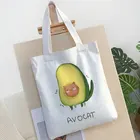 Kawaii авокадо мультфильм холст женская сумка большой емкости Повседневный тоут Академия Harajuku Письмо печати летние модные шикарные сумки на плечо